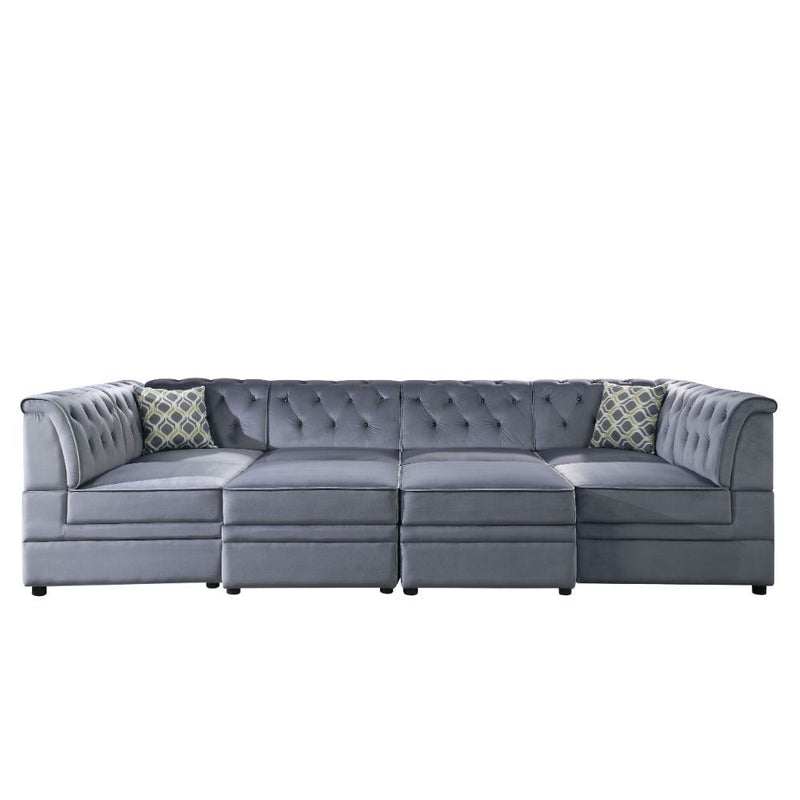 Bois II - Modular Armless Chair - Gray Velvet