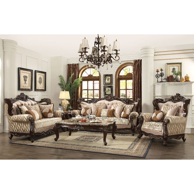 Shalisa - Sofa With 7 Pillows (Same Lv01585) - Fabric & Walnut