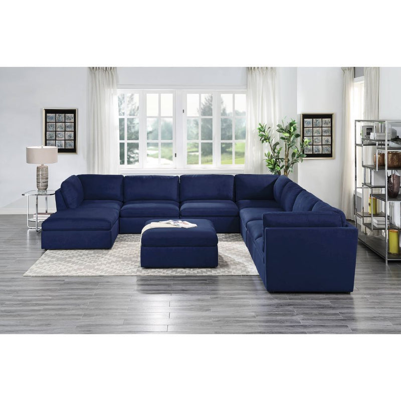 Crosby - Modular Armless Chair - Blue Fabric