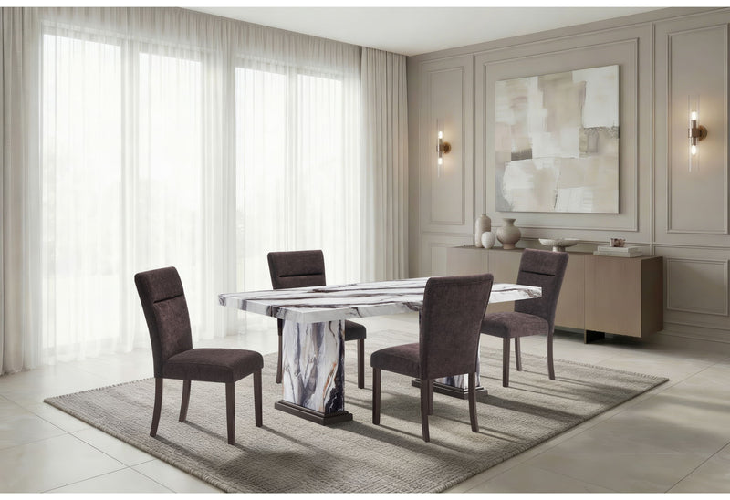 D8030 - 6 Piece Dining Room Set (Dining Table With 2 Storage Drawers And 1 Storage Door, 4 Dining Chairs And Bench) - Black / Brown