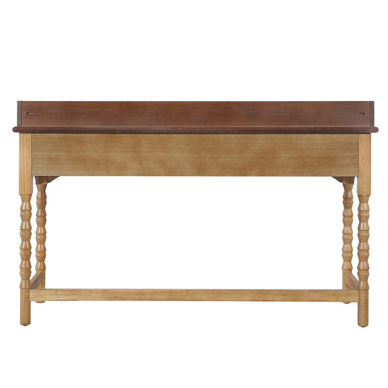Writing Desk With 2 Storage Drawers, Workstation For Living Room - Brown / Natural