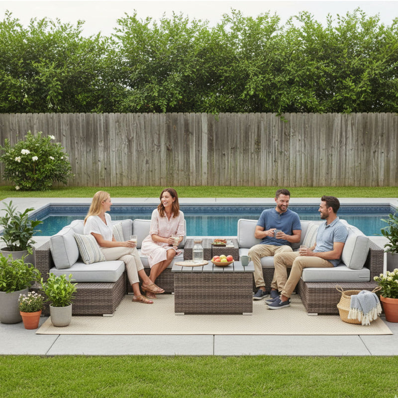 Wicker Sectional Seating Group With Cushions