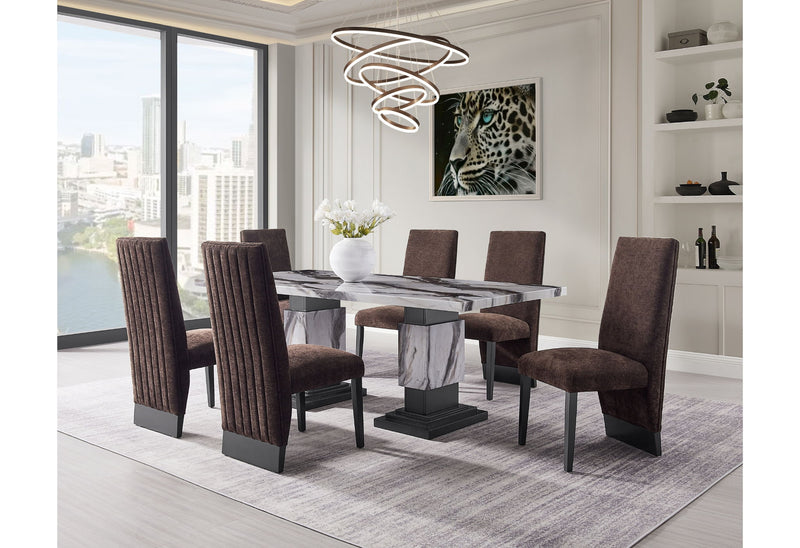 D12 - 9 Piece Dining Room Set (Dining Table And 8 Dining Chair) - Black / White