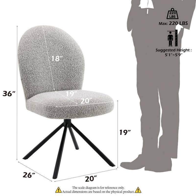 Lawton - Side Chair With Swivel (Set of 2) - Gray Boucle & Black