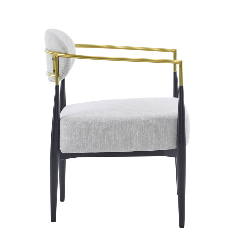 Upholstered Accent Armchair With Tapered Legs - Beige / Black / Gold