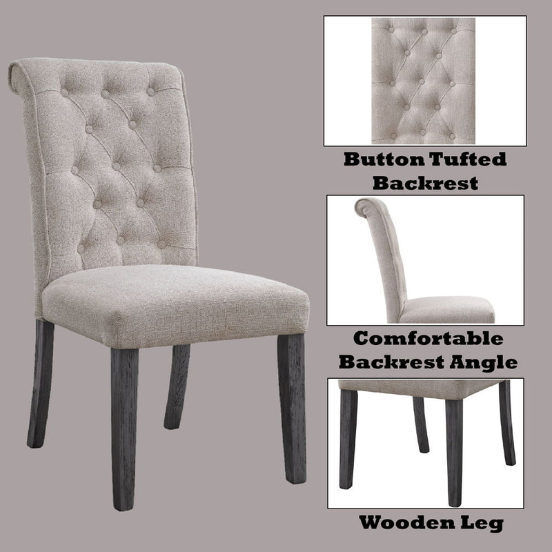 Yabeina - Side Chair (Set of 2) - Beige Linen & Gray
