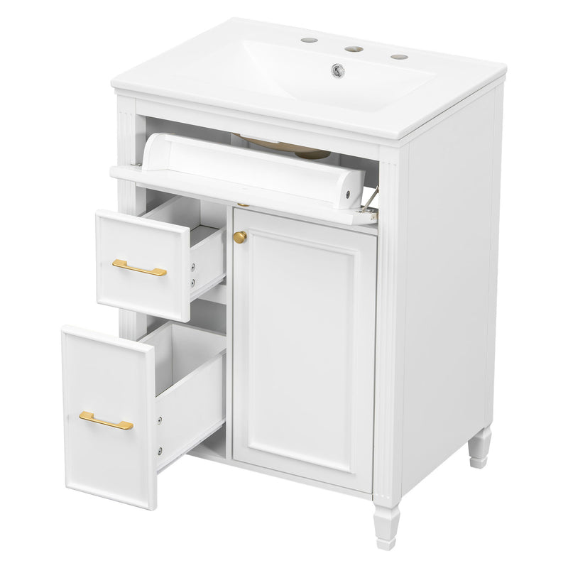 Freestanding Bathroom Vanity With Sink, Soft Close Door, Tip Out Drawer