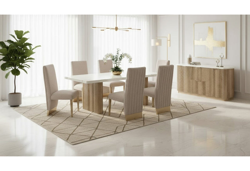 D2504 - Dining Table - White / Light Brown