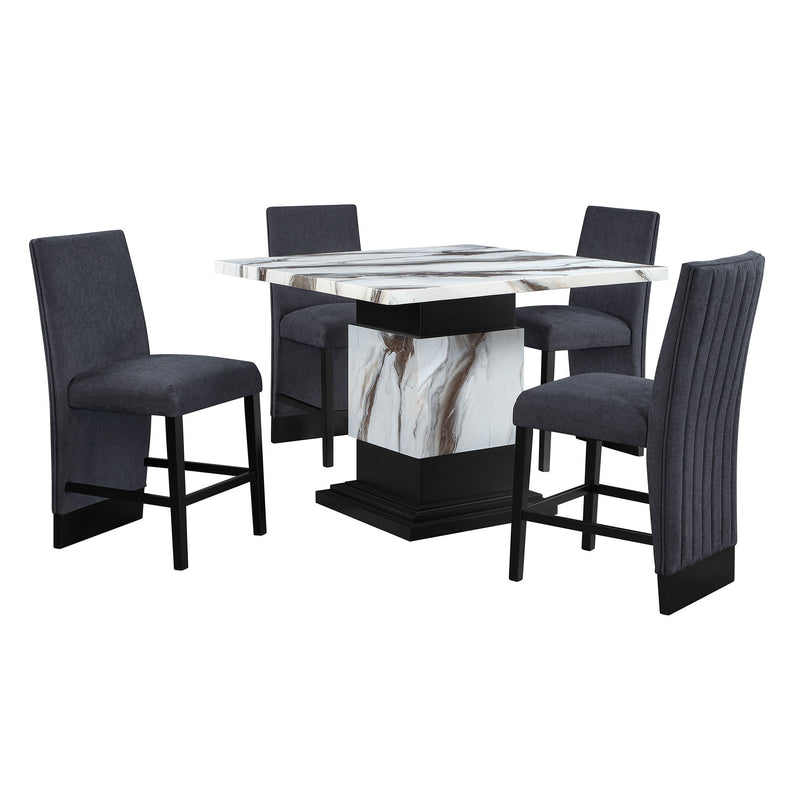 Sammi - Bar Table With And Pedestal Base - Black / White Print