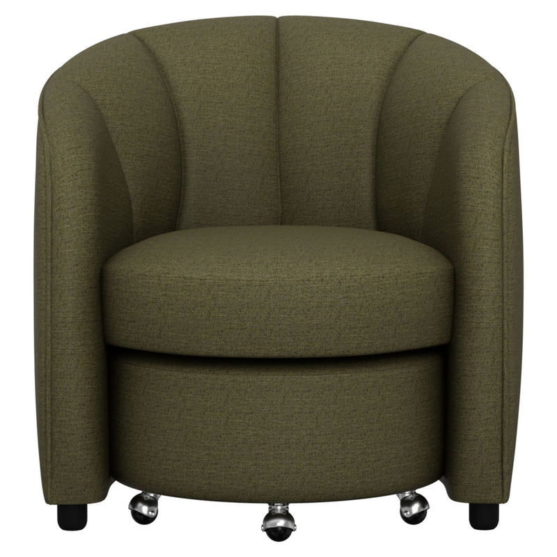 Barrel Chair With Nesting Ottoman - Forest Green