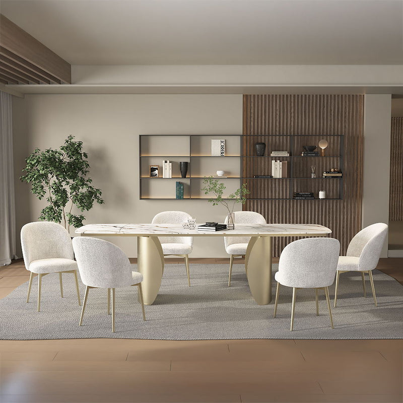 Cora - Dining Table - Ceramic Top & Golden Champange