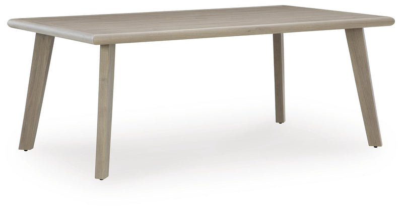Cliff Trails - Mesa de comedor rectangular con opción para sombrilla - Beige