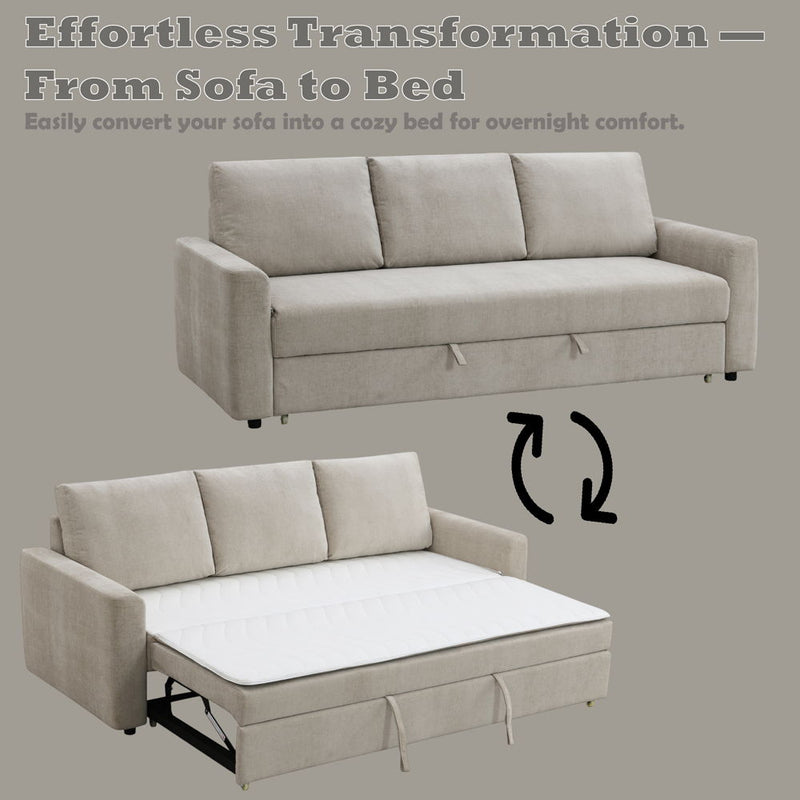 Leira - Sofa With Sleeper - Beige Linen