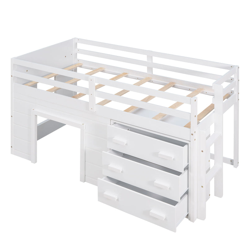 Loft Bed With Cabinet And Shelf