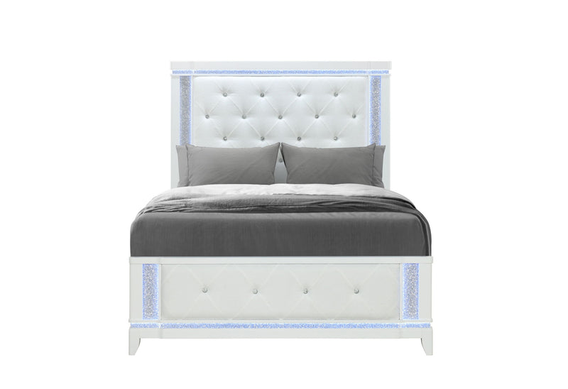 Alina - 5 Piece Queen Bedroom Set With LED, Cooler, Speaker And USB - White
