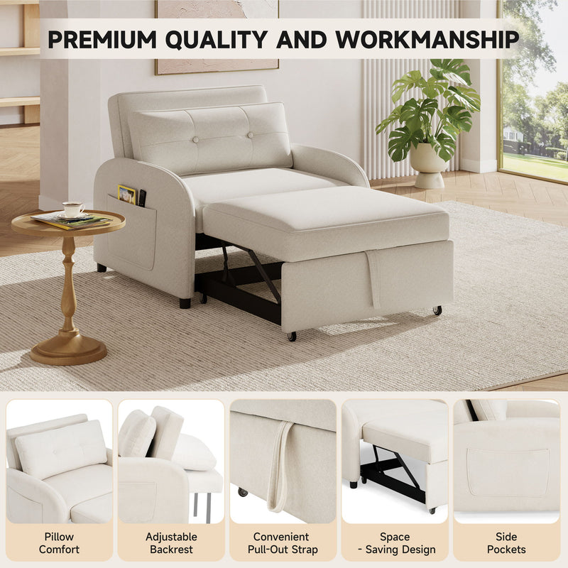 3 In 1 Convertible Sleeper Sofa Bed For Living Room
