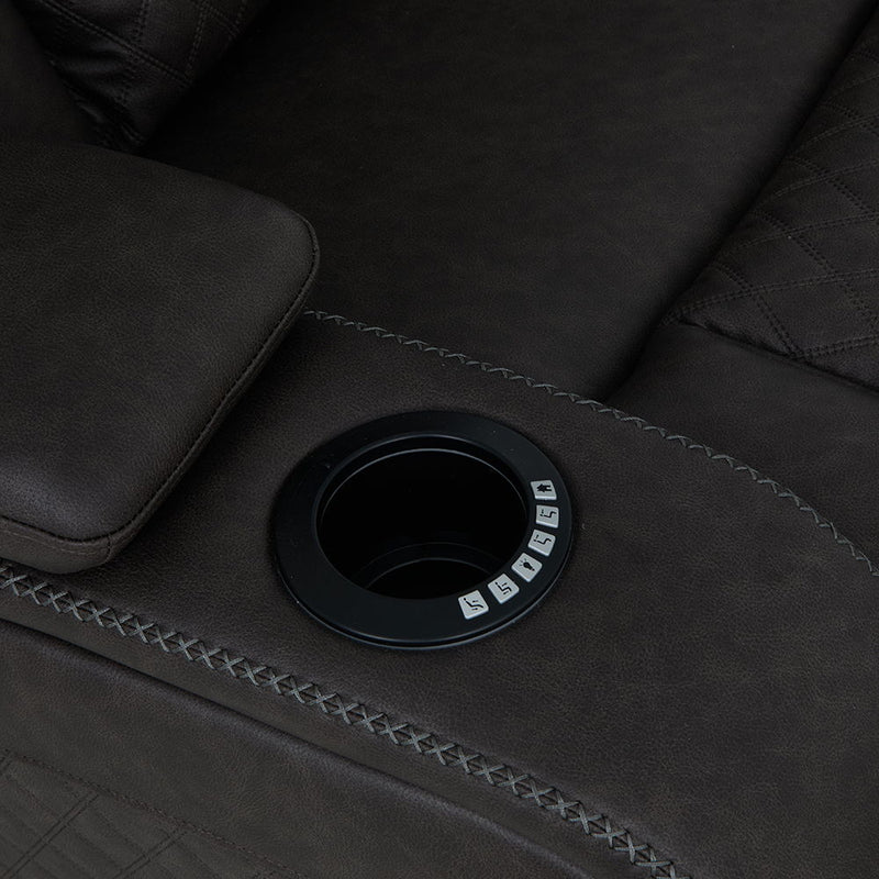 Wendell - Power Motion Loveseat With Console, Wireless Charger, Storage, USB & LED - Dark Gray