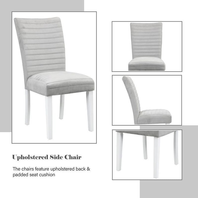 Elizaveta - Side Chair (Set of 2) - Gray Velvet &White High Gloss