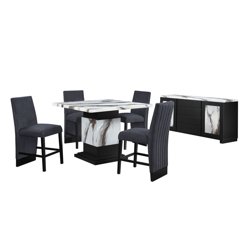 Sammi - Bar Table With And Pedestal Base - Black / White Print
