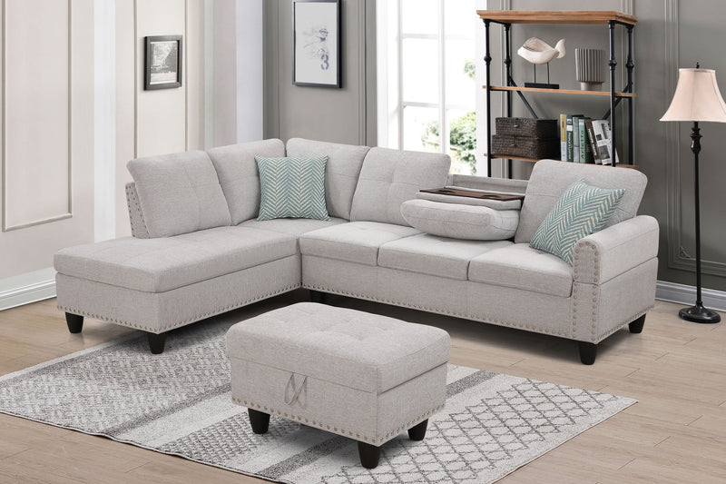 Alger - Left Hand Facing Sofa & Chaise With Ottoman