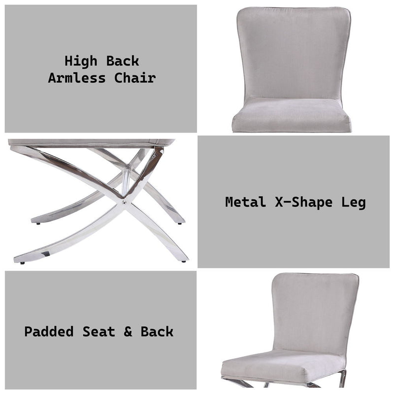 Daire - Side Chair (Set of 2) - Light Gray Velvet & Chrome