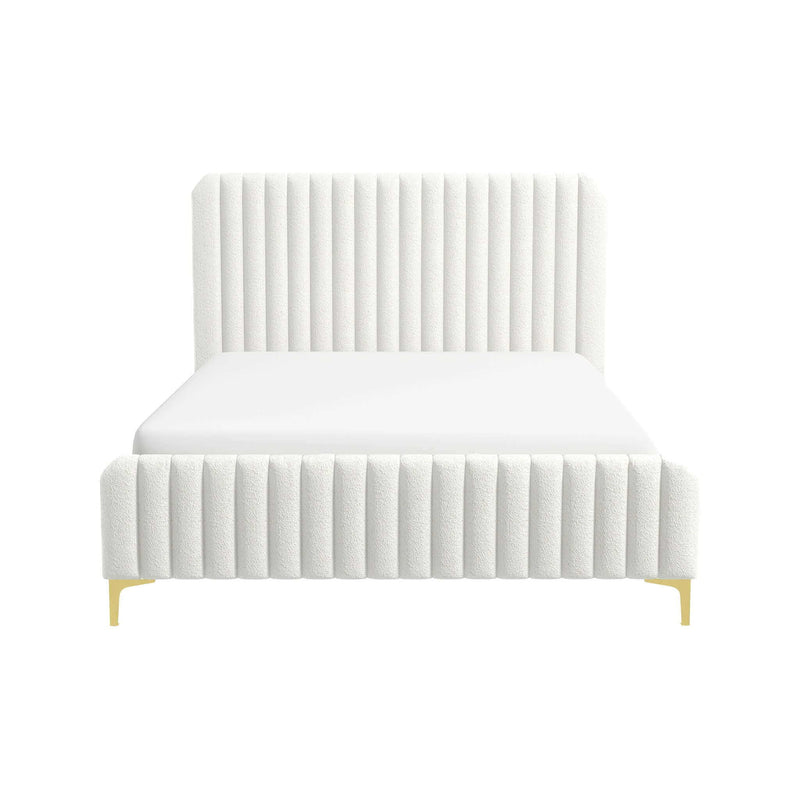 Valery - Queen Size Platform Bed - Cream