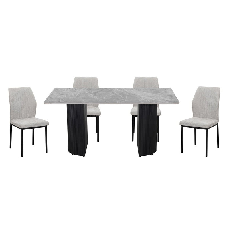 Leander - Dining Table With Ceramic Top - Gray & Black