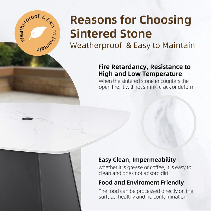 Outdoor Patio Dining Set, Squircle Dining Table, Dining Chairs With Sunbrella Cushions
