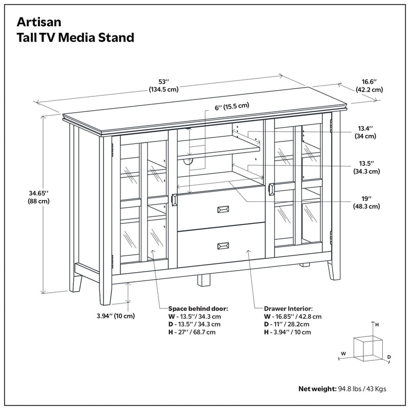 Artisan - Tall TV Media Stand - Rustic Natural Aged Brown