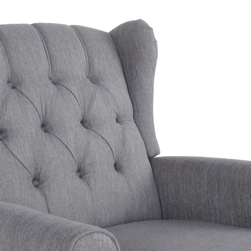 Sheila - Contemporary Fabric Tufted Wingback Rocking Chair - Gray
