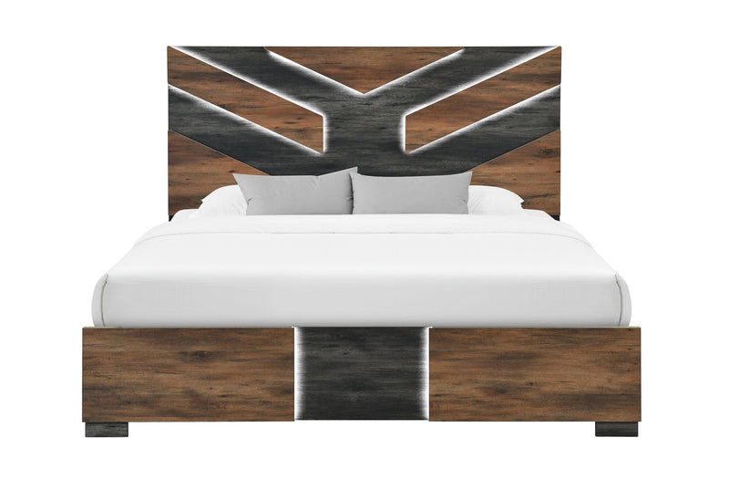 Optimus - 5 Piece King Bedroom Set - Black / Brown