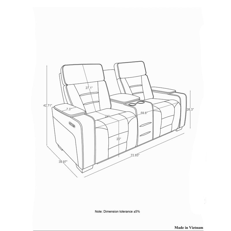 Austin - Console Reclining Loveseat With Storage Arms - Gray