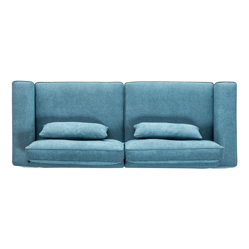 Modern Fabric Sofa With Cushions, Sleek Arm Design