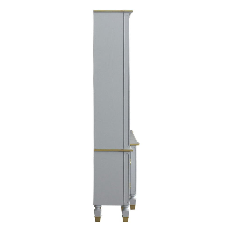 House Marchese - Entertainment Center - Gold Trim & Pearl Gray
