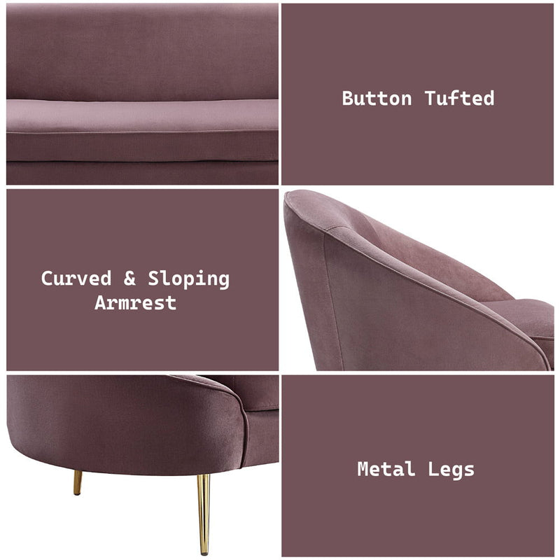 Abey - Sofa - Pink Velvet