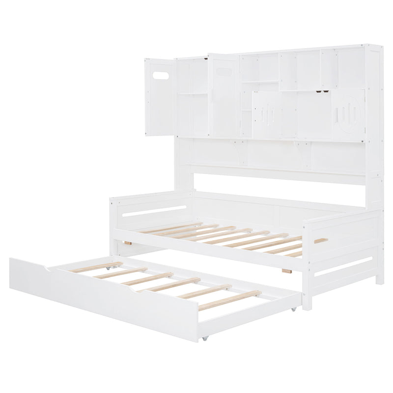 Daybed With All-In-One Cabinet And Shelf
