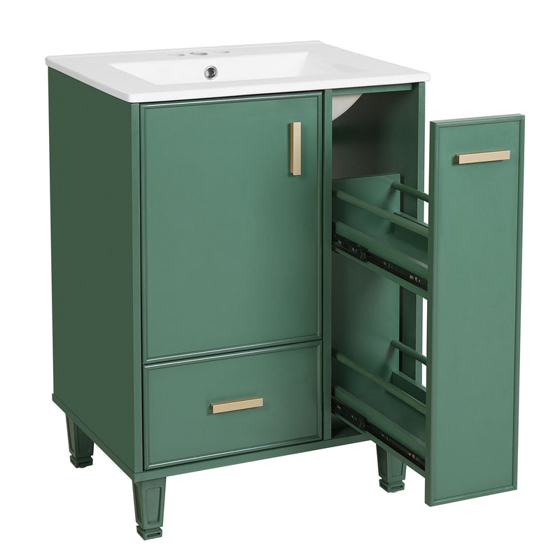 Bathroom Vanity With Sink, Deep Drawer, Door Shelf, 2 Tier Basket
