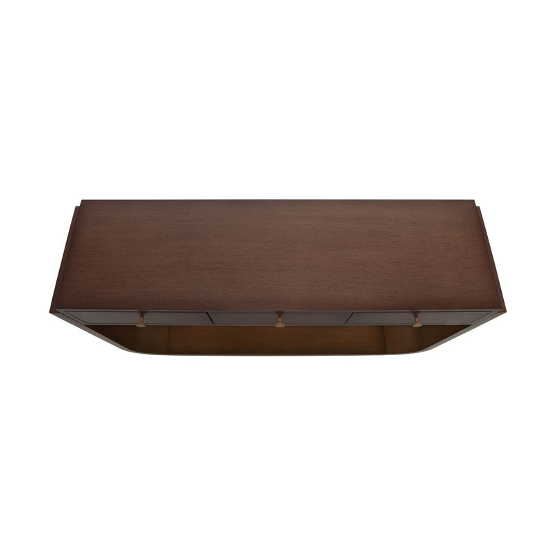 Console Table With 3 Drawers, Display Shelf, Curved Legs - Walnut