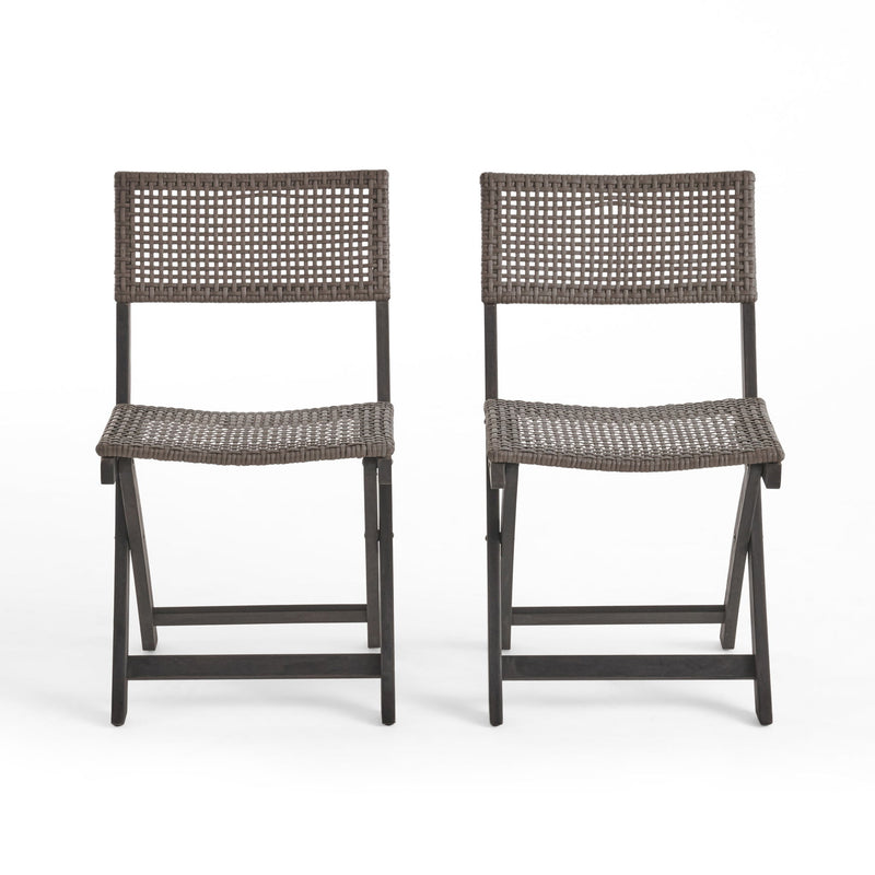 Bistro Foldable Chair With Wicker Backrest