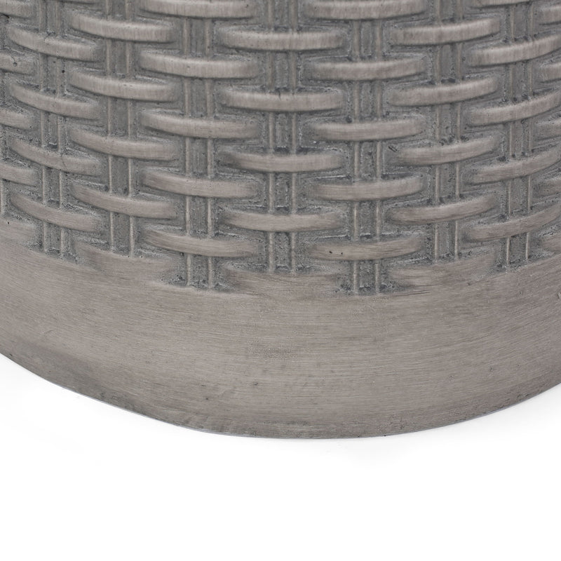 Outdoor Lightweight End Table Round Concrete Outdoor Side Table - Natural
