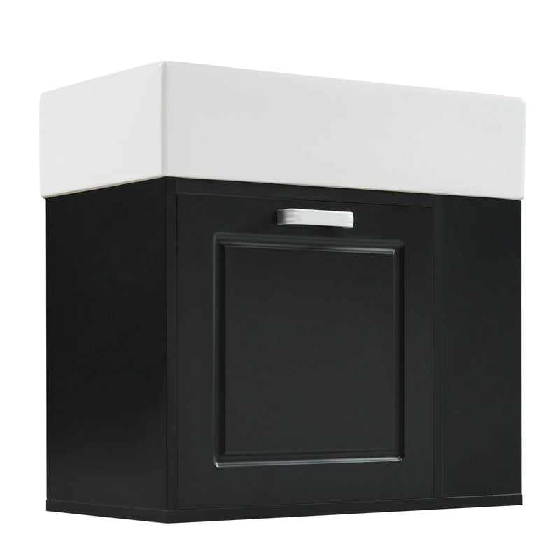 Modern Wall Mounted Bathroom Vanity With Sink, Soft Close Drawer, Adjustable Shelf, Toilet Paper Holder
