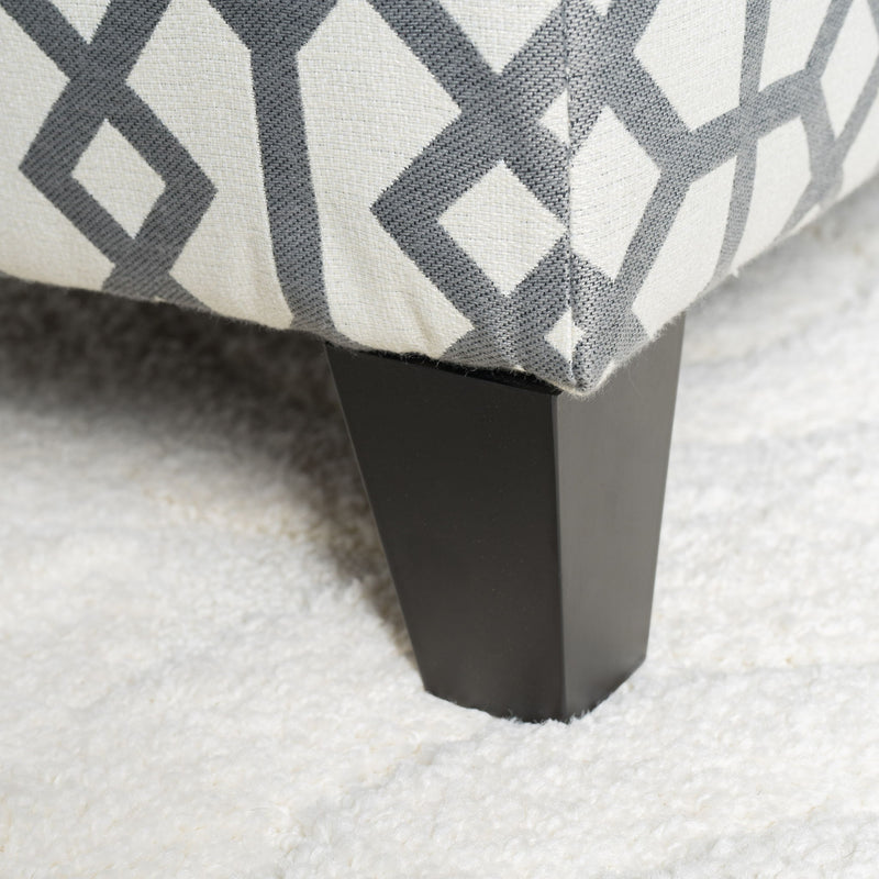 Quotient - Upholstered Storage Ottoman With Tapered Block Feet - Gray / White