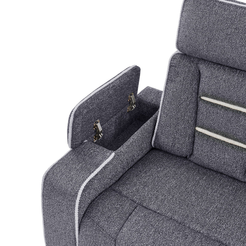 Austin - Reclining Sofa With Storage Arms - Gray