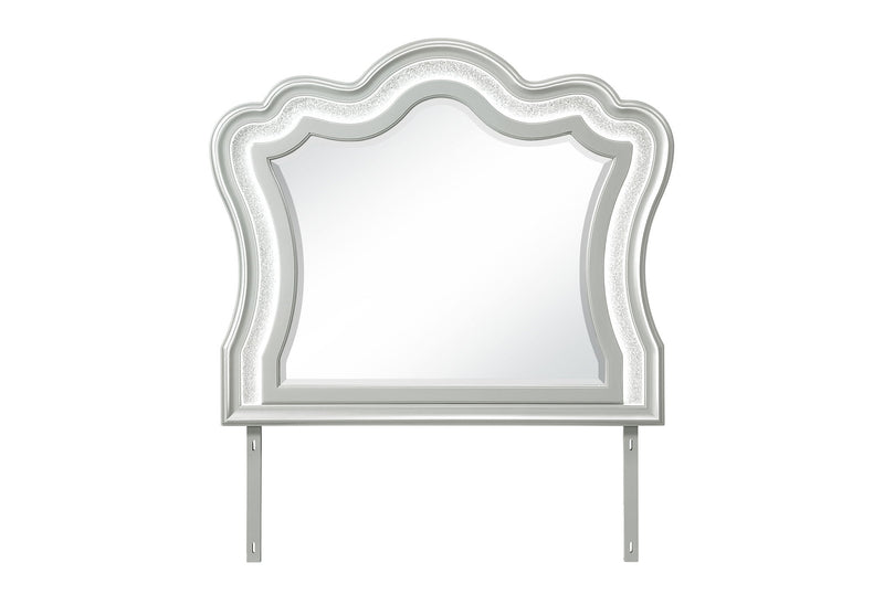 Aria - 5 Piece King Bedroom Set (Bed, Dresser & Mirror, Nightstand, Chest) - Silver