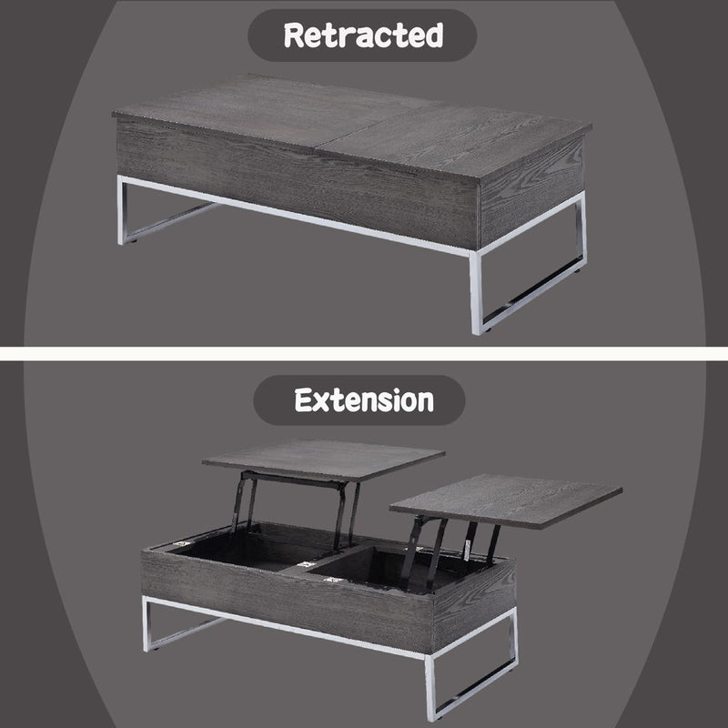 Iban - Coffee Table With Lift Top - Gray Oak & Chrome