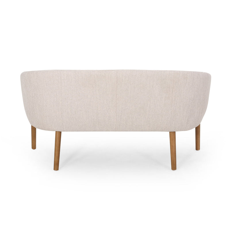 Mid Century Modern Loveseat With Channel Stitched Backrest
