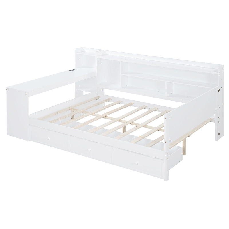 Daybed With 3 Drawers USB Ports And Desk
