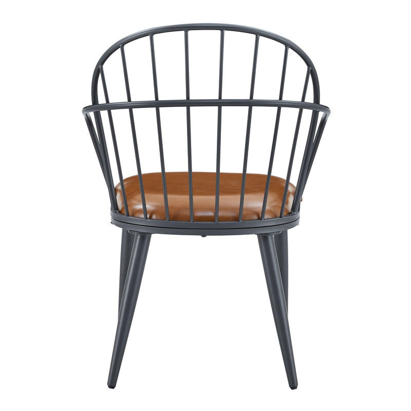 Industrial Inspired Upholstered Dining Chair Set With Metal Legs (Set of 2) - Brown