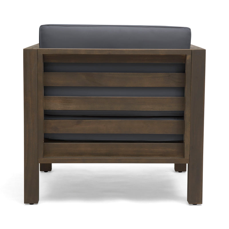 Outdoor Acacia Wood Patio Chair With Fabric Cushion