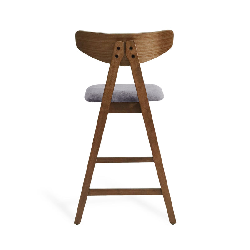 Mid Century Modern Counter Stool With V Shape Frame And Upholstered Seating